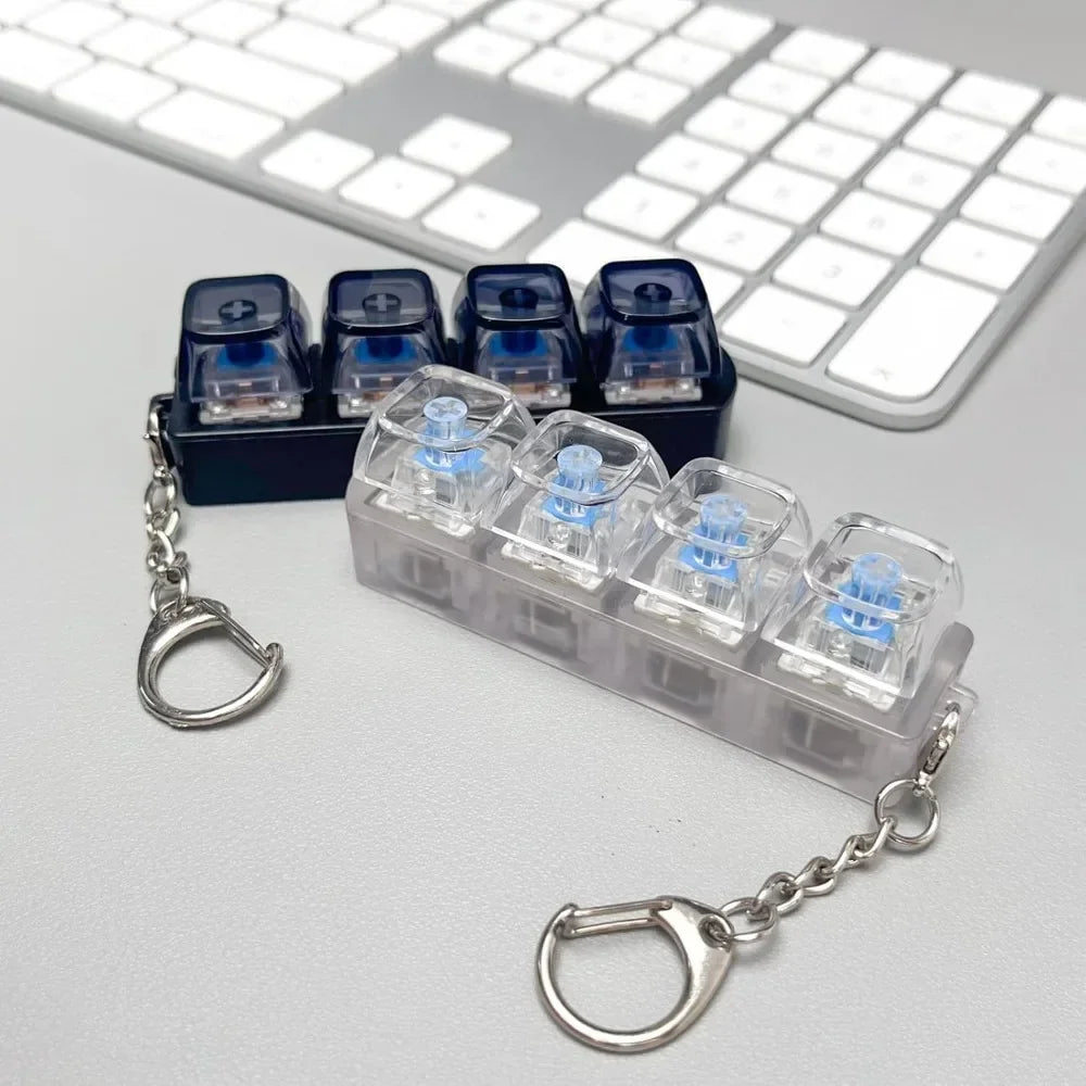 LED Keyboard Keychain Fidget Toys 4 Keys Keyboard KeycapsToy Party Stress Relief Keyboard Cap