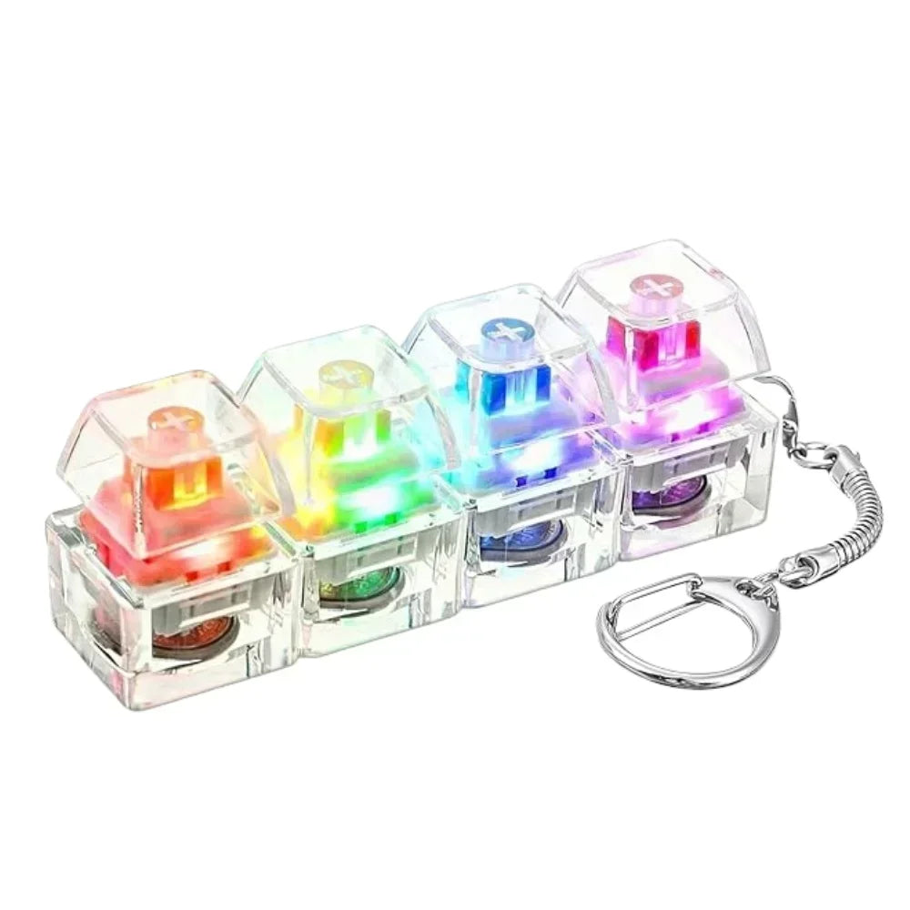 LED Keyboard Keychain Fidget Toys 4 Keys Keyboard KeycapsToy Party Stress Relief Keyboard Cap